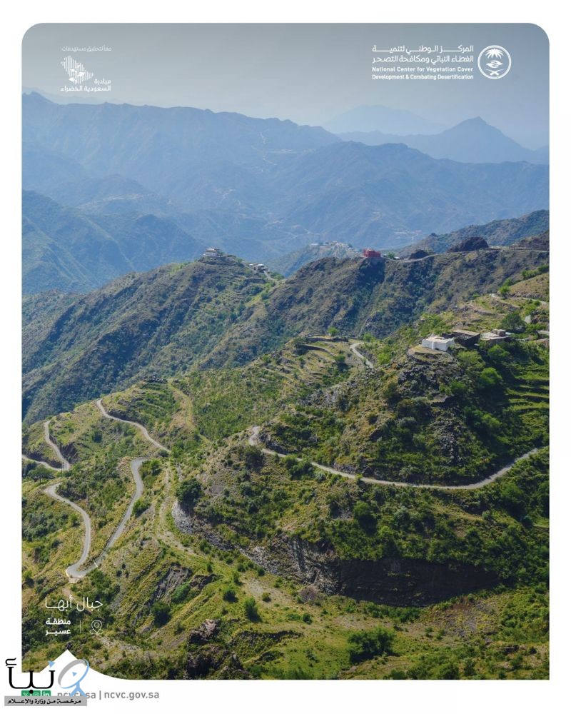 الغطاء النباتي في أبها.. لوحة فنية للجبال الخضراء تعانق السحاب.   #مبادرة_السعودية_الخضراء