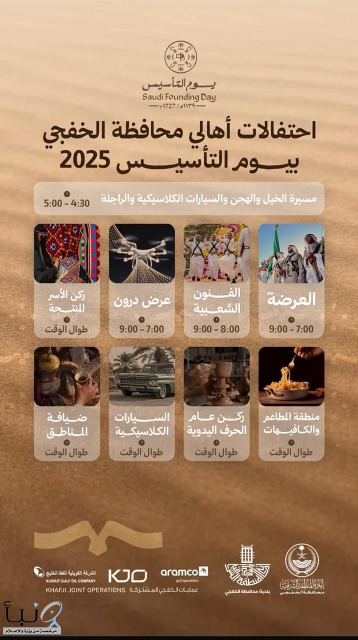 باكثر من ثمان فعاليات اهالي الخفجي يحتفلون بيوم التأسيس 2025