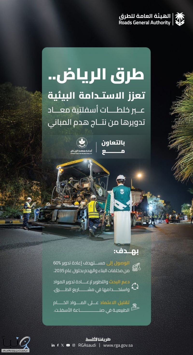 بالتعاون بين #هيئة_الطرق و #أمانة_الرياض.. استخدام نتاج هدم المباني في طرق #الرياض