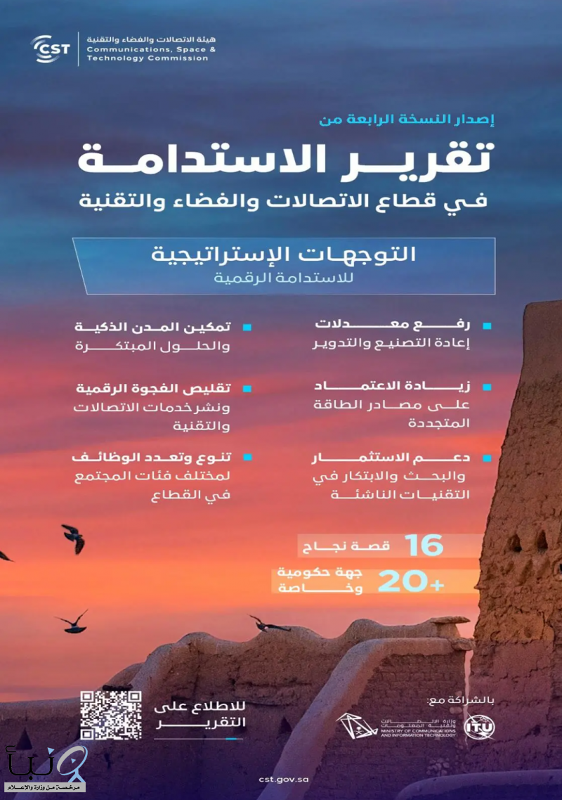 هيئة الاتصالات والفضاء والتقنية تصدر النسخة الرابعة من تقرير “الاستدامة في قطاع الاتصالات والفضاء والتقنية”