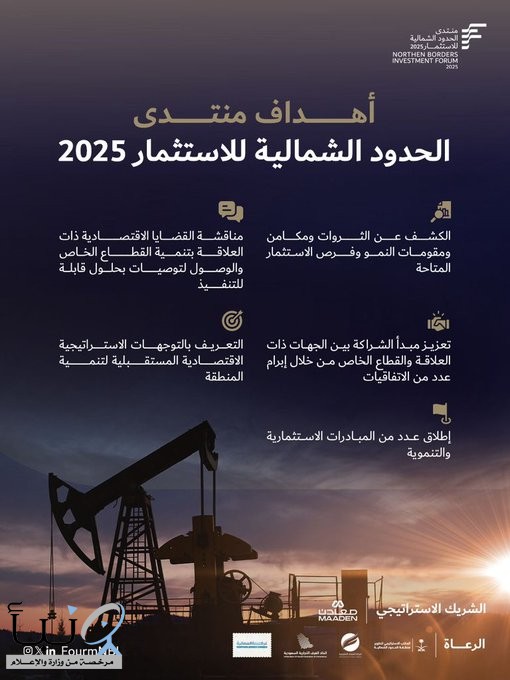 منتدى الحدود الشمالية للاستثمار يطرح 240 فرصة بقيمة تتجاوز 40 مليار ريال
