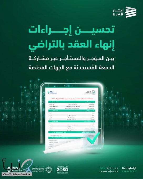 “إيجار” تستحدث خاصية عكس فاتورة التسوية بعد إنهاء العقد بالتراضي “إيجار” تستحدث خاصية عكس فاتورة التسوية بعد إنهاء العقد بالتراضي