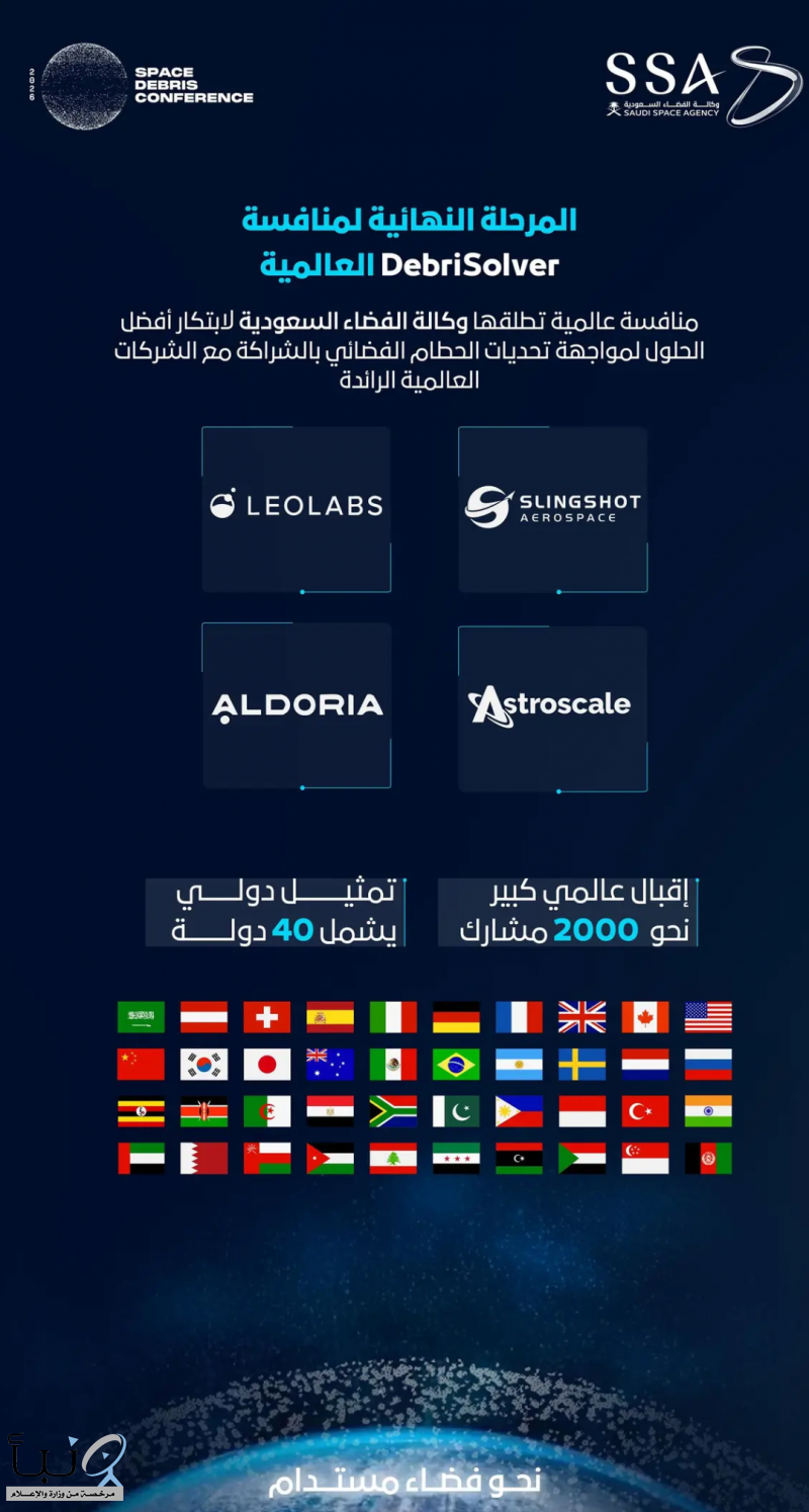 المرحلة النهائية لمنافسة « DebrisSolver » العالمية ضمن مؤتمر الحطام الفضائي 2026 المرحلة النهائية لمنافسة « DebrisSolver » العالمية ضمن مؤتمر الحطام الفضائي 2026