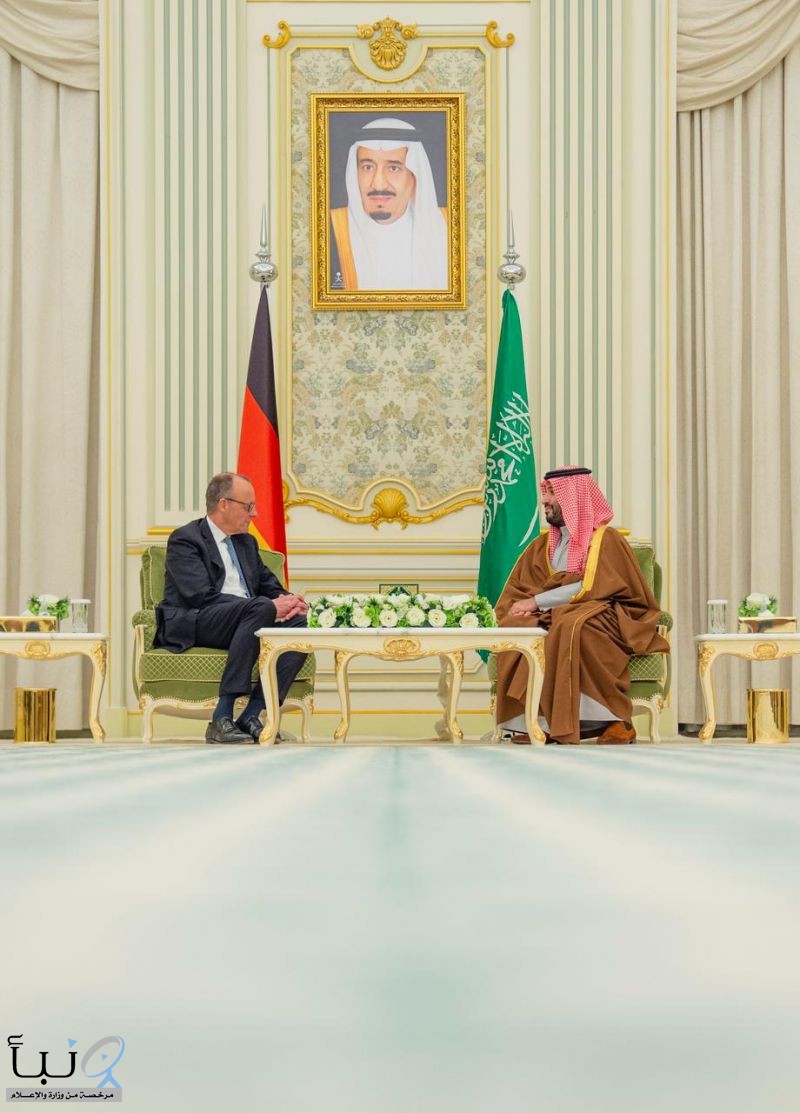 سمو ولي العهد يستقبل المستشار الاتحادي لجمهورية ألمانيا الاتحادية ويعقدان جلسة مباحثات رسمية