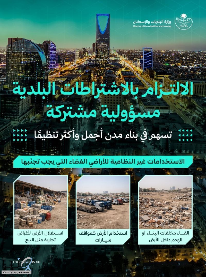 وزارة البلديات والإسكان تدعو ملاك الأراضي الفضاء للحفاظ على النظافة وتحسين المشهد الحضري