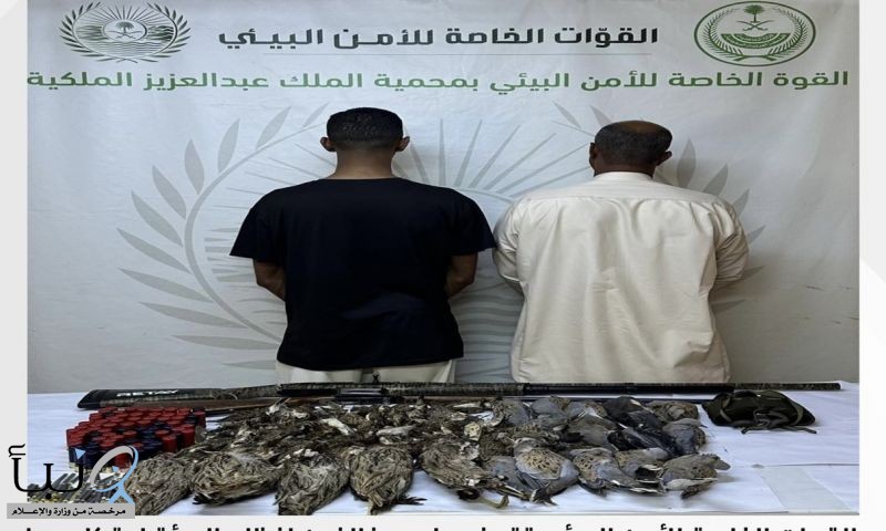 الأمن البيئي يقبض على فهد علي صالح الشنيفي وراكان فهد عبدالله الهبوب لمخالفة الصيد في محمية الملك عبدالعزيز الملكية