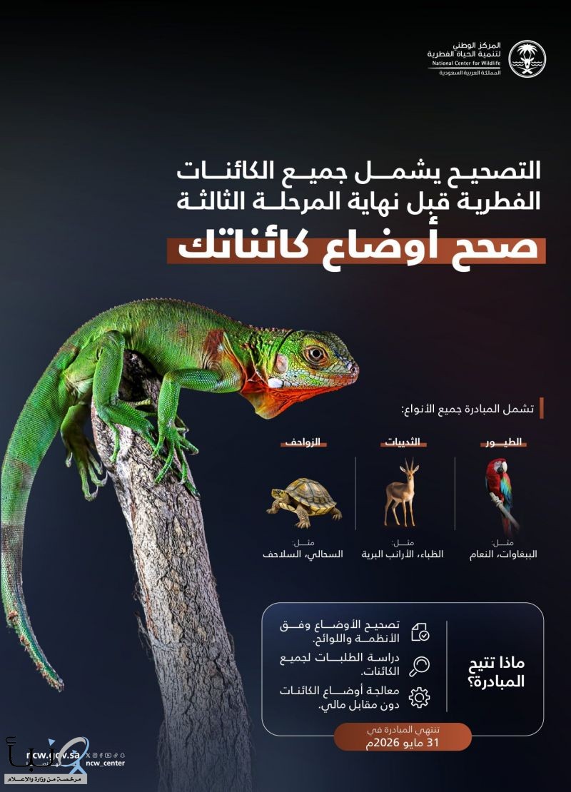 الحياة الفطرية تدعو إلى تصحيح أوضاع جميع الكائنات قبل نهاية مايو