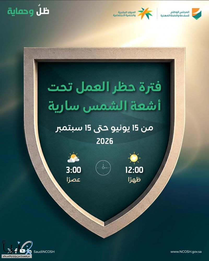 بدء تطبيق حظر العمل تحت أشعة الشمس خلال ساعات الذروة الصيفية