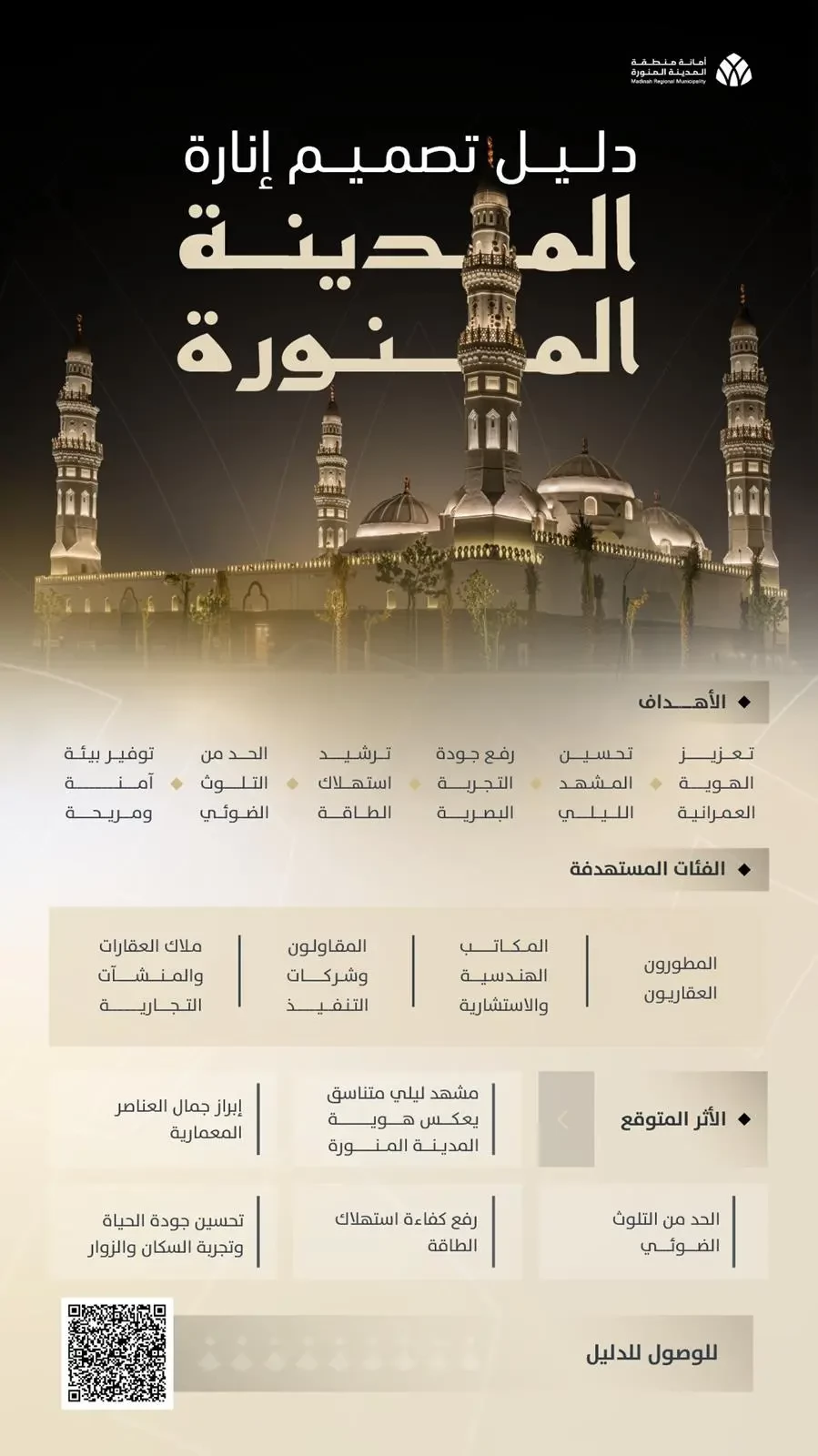 أمانة المدينة المنورة تطلق دليل تصميم الإنارة لتعزيز الهوية العمرانية وتحسين المشهد الليلي