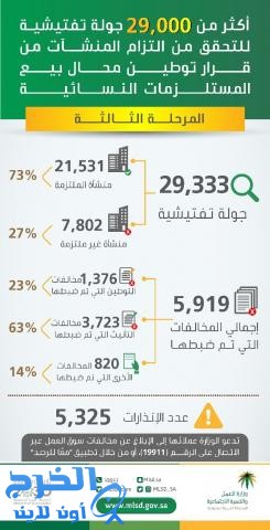 "العمل والتنمية الاجتماعية" تنفذ 29 ألف جولة تفتيشية خلال شهر 