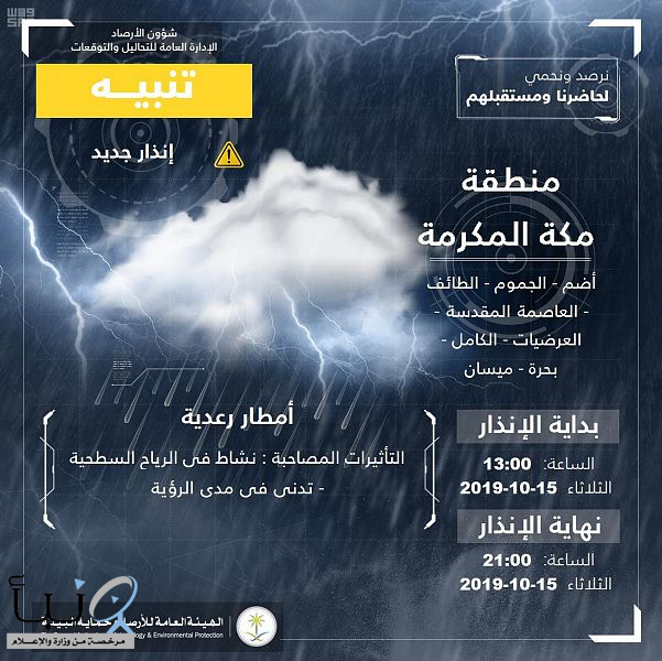 مدني الطائف يحذّر من التقلبات الجوية التي تشهدها المحافظة