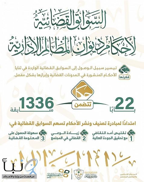 مدونة "السوابق القضائية لأحكام ديوان المظالم الإدارية " إلكترونياً وورقياً