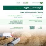 "البيئة" تعلن عن فرصة استثمارية لإقامة مصنع إنتاج أعلاف بتبوك على مساحة تتجاوز (65) ألف متر مربع