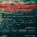 الدفاع المدني يحذر من تقلبات جوية وأمطار رعدية غزيرة على معظم مناطق المملكة حتى الجمعة
